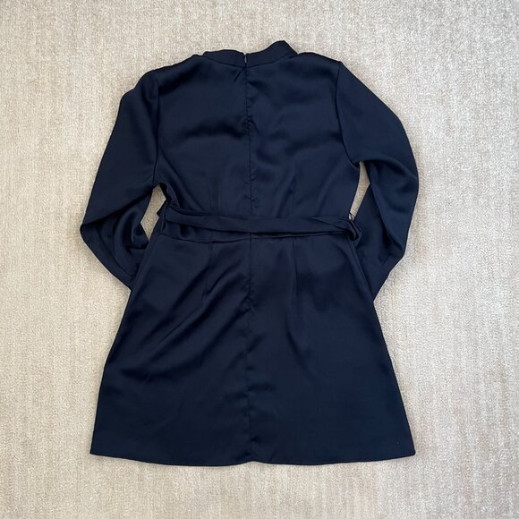 Banana Republic Factory Blue Satin Long Sleeve Dress 16 - Picture 4 of 9